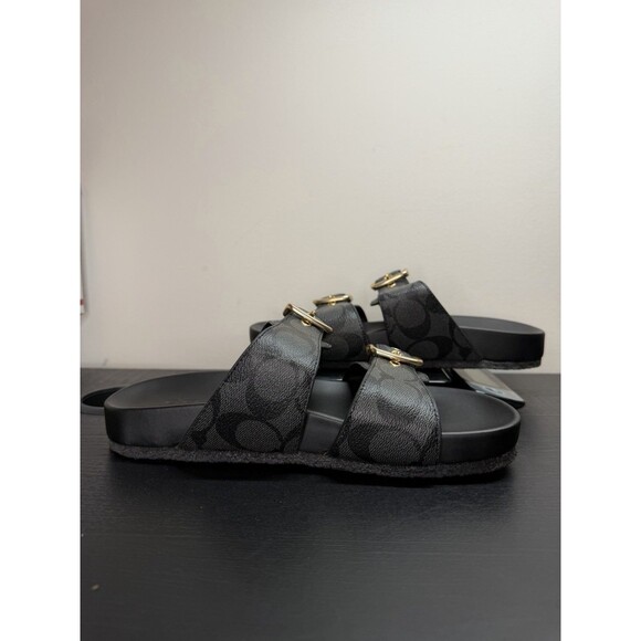 COACH Allanah Sandal Black Gold Buckles Women’s Sz 6B CK412 - Picture 5 of 12
